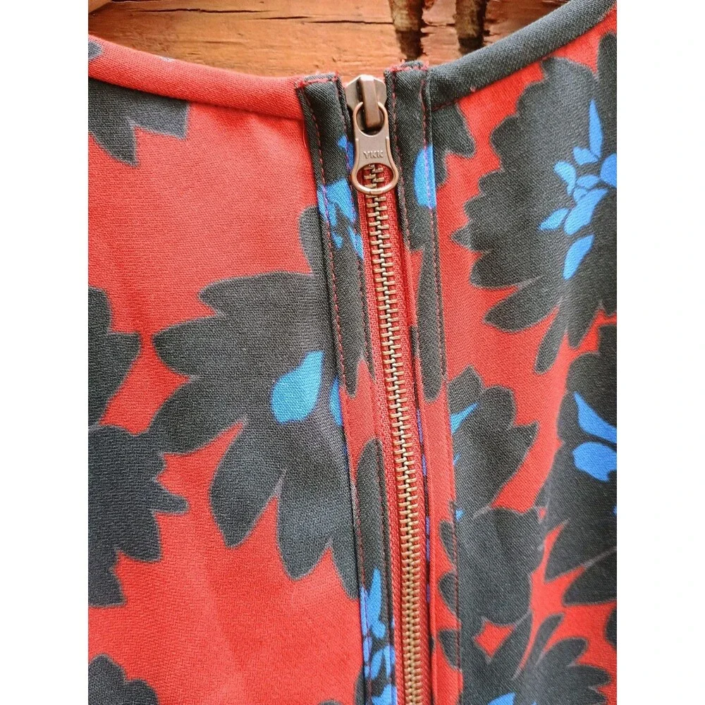 J. Crew Firework Floral Mini Knee Length Dress Red Blue Size 6 Work Wear Busines